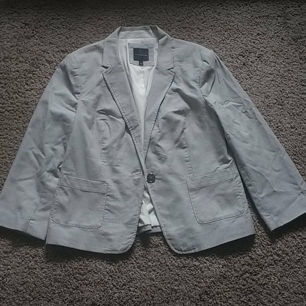 Gray and white striped jacket